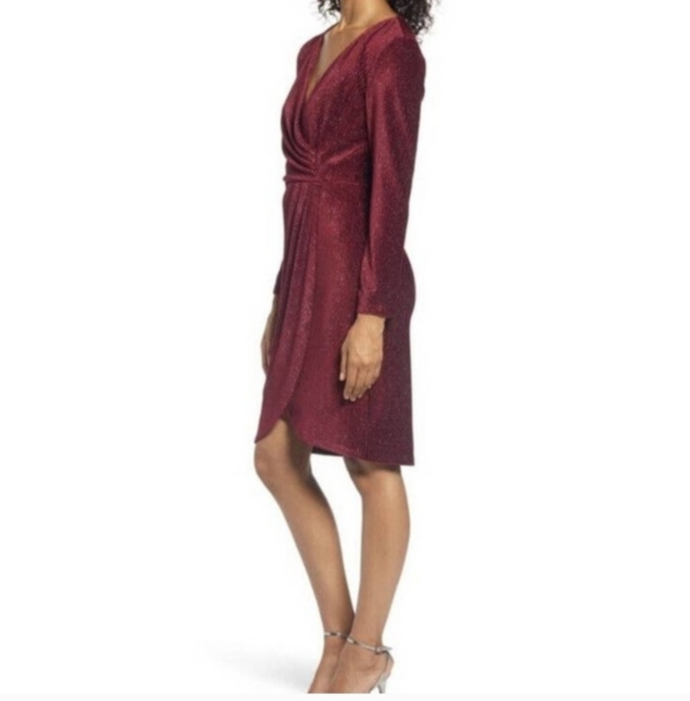 JULIA JORDAN RED FAUX WRAP LONG SLEEVE WOMENS SIZE 2